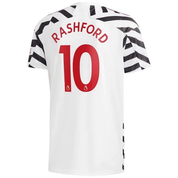 Trikot Manchester United NO.10 Rashford Ausweich 2020-21 Weiß Fussballtrikots Günstig